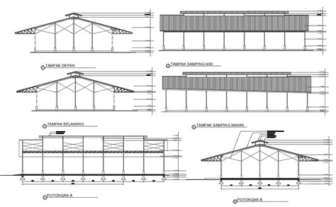 Factory Warehouse design Layout Elevation and Section CAD drawing ...