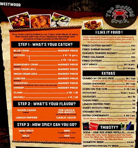 The Boiling Crab Menu, Menu for The Boiling Crab, Mira Mesa, San Diego ...