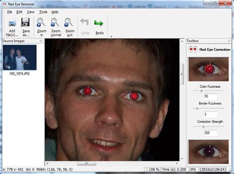 Red Eye Removal 1.1 - One-click red eyes effect correction tool.