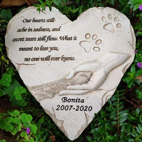 Amazon.com : Heart Shaped Pet Memorial Stones, Personalized Dog ...