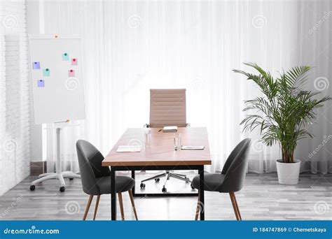 Interior of Office with Table and Chairs Stock Image - Image of comfort ...