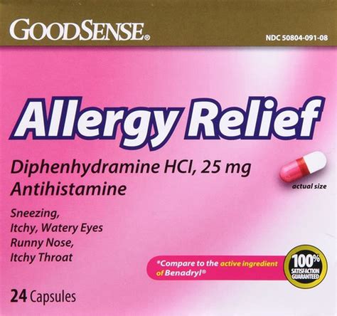 GoodSense® Allergy Relief Diphenhydramine HCI, 25 MG Capsules 24 ct