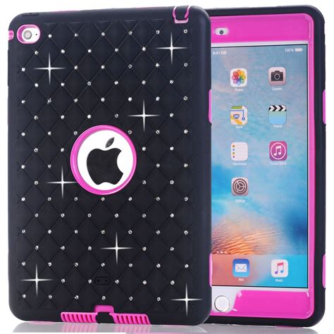 Ipad Mini 4 3in1 Case, Yxim Bling Diamond Tablet Case 360 Protect ...