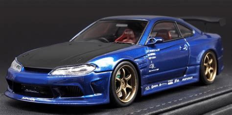 1/43 Ignition Model Nissn VERTEX S15 Silvia Dark Blue - LIVECARMODEL.com