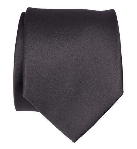 Charcoal Necktie. Dark Grey Solid Color Satin Finish Tie, No Print