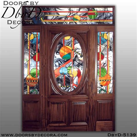 Custom Modern Oval Stained Glass Door Solid Wood - Doors by Decora