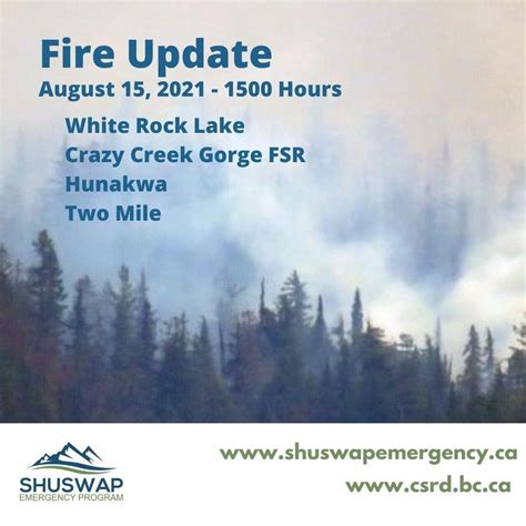 Fire Update August 15, 2021 - 15:00 Hours: News - District of Sicamous