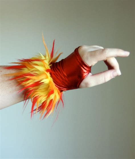 Pelzigen Red Fire Fingerlose Handschuhe Dragon Burning Man ...