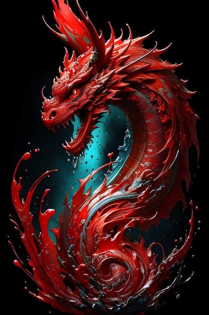 Premium AI Image | Painting art of Red Chinese Dragon