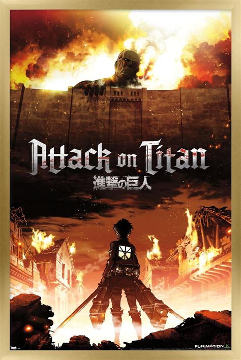 Attack on Titan - Fire Wall Poster, 22.375" x 34", Framed - Walmart.com