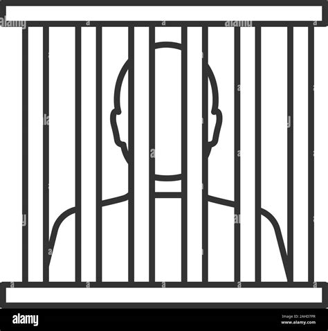 Prisoner linear icon. Thin line illustration. Jail, prison. Contour ...