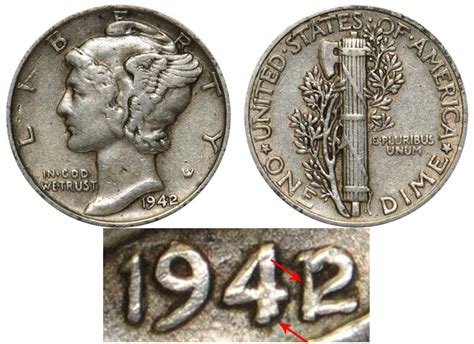 1942 Mercury Silver Dimes 42 Over 41: Value and Prices