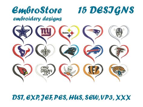 NFL embroidery designs embroidery bundle 15 designs in the | Etsy