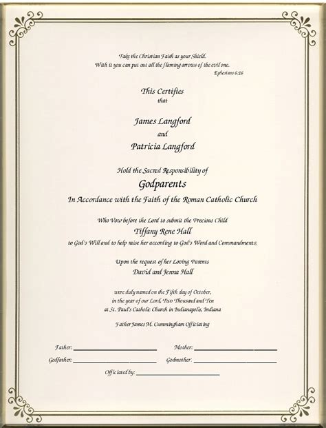 Catholic Godparent Certificates Main Page