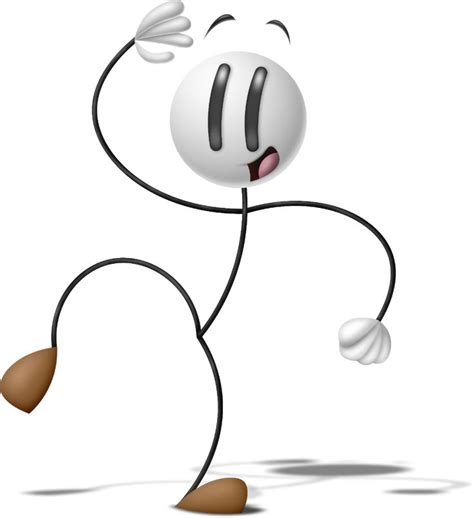 a cartoon character is dancing with his hands in the air and eyes wide open while smiling