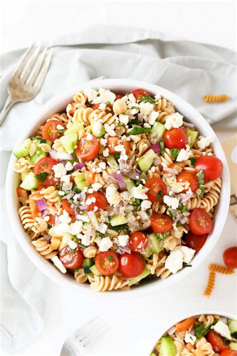 Greek Pasta Salad with Feta Cheese - Savvy Saving Couple