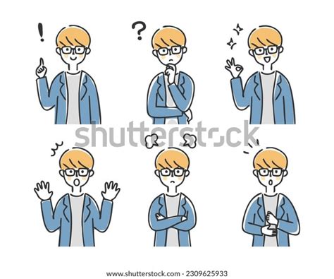 Illustration Businessmans Facial Expression Set Stock Vector (Royalty ...