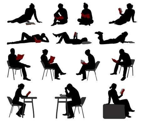 silhouettes of people reading books - vector | Silhouette people, Illustration, Silhouette ...