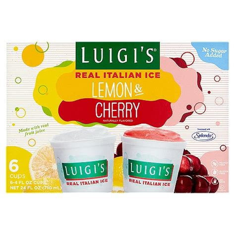 Luigi's Lemon & Cherry Real Italian Ice, 4 fl oz, 6 count