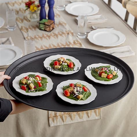 Heavy Duty Black Non Slip Serving Tray Waiters Oval Tray Stackable 2500" 2700" 2900" - Non Slip ...