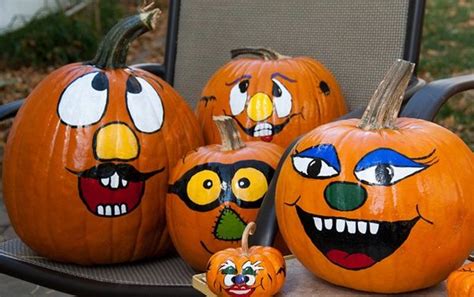 40 Cute and Easy Pumpkin Painting Ideas - Hobby Lesson | Painted pumpkins, Pumpkin faces ...