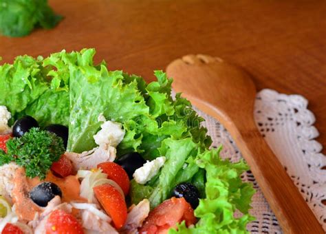 Mixed Vegetable Salad with Chicken Meat on a White Bowl Stock Photo ...