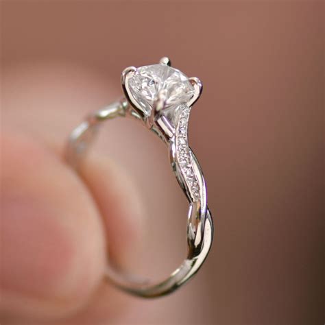 Round Brilliant Cut Twisted Vine Engagement Ring With Pavé Set Diamonds – Christopher Duquet ...