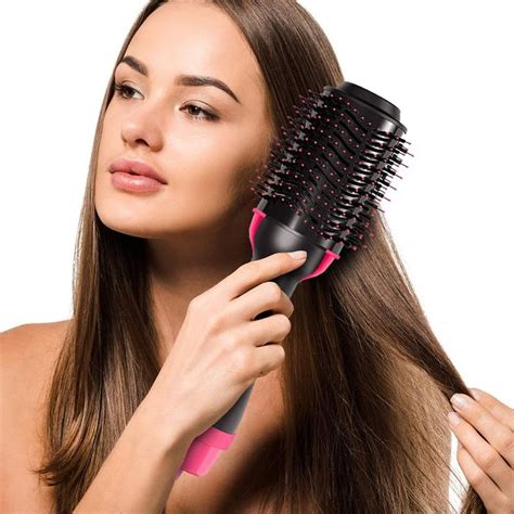 Electric Professional Hair Dryer Comb Infrared Negative Ion Hot Air Comb Straight Curling Hair ...