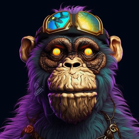 Premium AI Image | avatar purple monkey with glasses on head