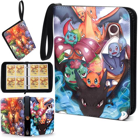 Trading Card Binder for Pokemon, Olexman 4-Pocket Album Holder Binder ...