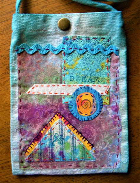 Fabric collage on boho bag - Maria Greene @ Greeneearth