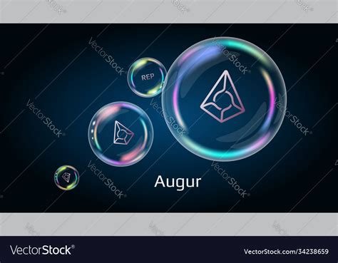 Augur rep token symbol in soap bubble coin defi Vector Image