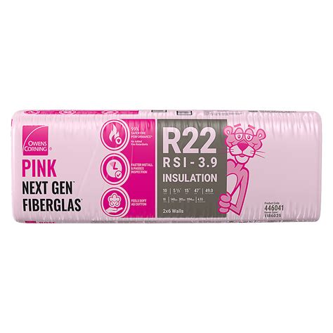 R-22 EcoTouch PINK FIBERGLAS Insulation - 15-inch x 47-inch x 5.5-inch; 49 sq. Feet.