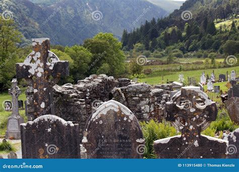 Monastery Glendalough in Ireland Stock Photo - Image of historic, grave ...