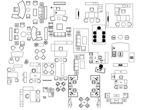 Common Office Desk And Furniture Blocks Cad Drawing Details Dwg File ...