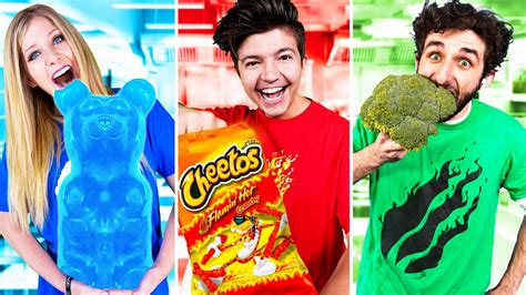 EXTREME One Color Food Challenge! (24 Hours) - YouTube