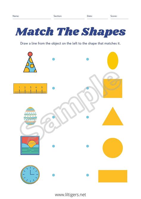 4 shapes matching worksheets for preschool kindergarten supplyme - 6 ...