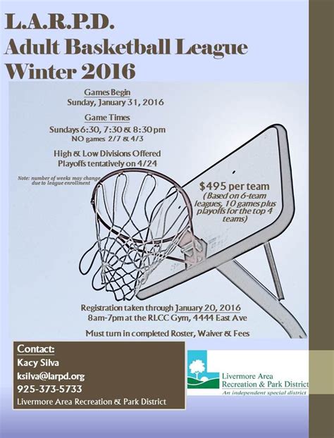 LARPD Winter 2016 Adult Basketball League | Livermore, CA Patch