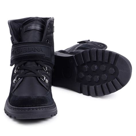 Dolce & Gabbana Boys Lace Up Boots in Black | BAMBINIFASHION.COM