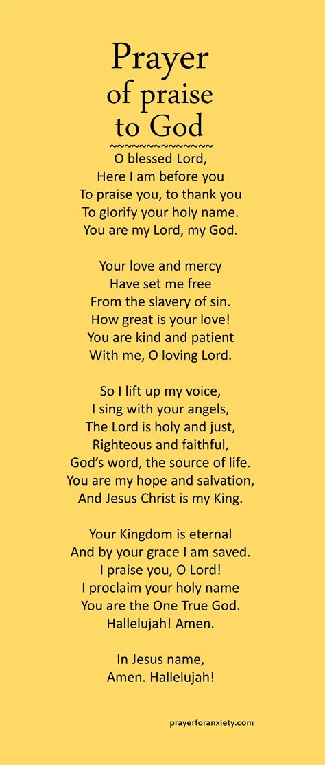 Prayer of praise to God | Prayer For Anxiety