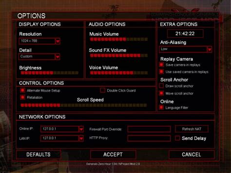 Expanded Options Menu image - NProject Mod for C&C: Generals Zero Hour - Mod DB