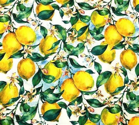 Lemon printed fabric Limon Floral Design Fabric Floral print | Etsy