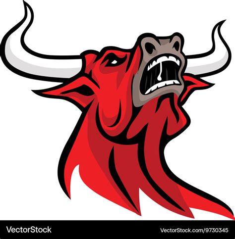 Angry Red Bull Head Roaring Mascot Royalty Free Vector Image