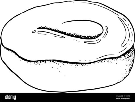 Simple donut with glaze black white illustration Stock Vector Image & Art - Alamy