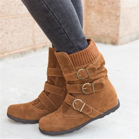 COSIDRAM Women Warm Faux Suede Ankle Snow Boots Female Comfortable ...