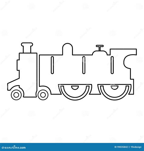 Old Steam Locomotive Icon , Outline Style Stock Vector - Illustration of classic, headlight ...