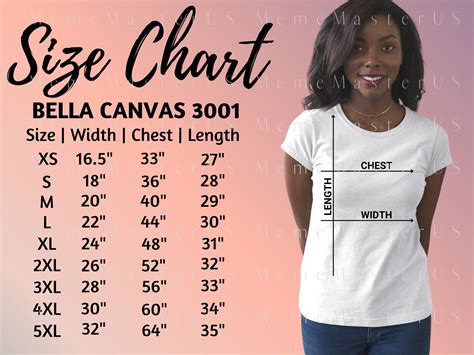 Bella Canvas Size Chart Bella Canvas 3001 Size Chart Unisex Size Chart ...