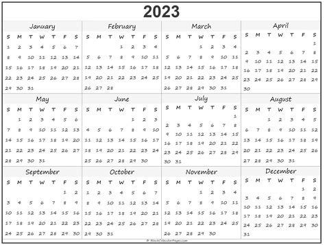 2023 yearly printable calendars in microsoft word excel and pdf the - 2023 free printable yearly ...