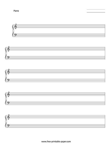 Free Printable Piano Staff Paper - FREE PRINTABLE TEMPLATES