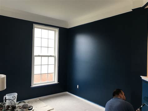 Hidden Sapphire, Benjamin Moore | Blue accent walls, Favorite paint colors, Farmhouse dining ...